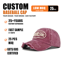 Gorra de Béisbol Unisex Personalizada con Bordado 3D en Relieve, Efecto Desgastado, Borde Deshilachado y Ajustable