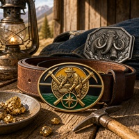 Nouvelle Arrivée Boucle de Ceinture Tendance Vintage Cheval Ailé Symbole Mineur d'Or Mamouth pour Ceinture Homme Cadeau Souvenir