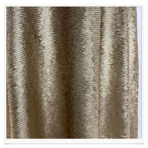 Tela de <span class=keywords><strong>Tul</strong></span> Elástica de Punto Bordado con Lentejuelas Doradas de 3 mm y Bordado Blanco, 96% Rayón, 4% Spandex, para Vestidos de Novia - Product Image 1