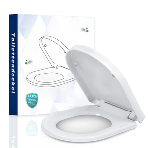 Siège de toilette en plastique blanc à fermeture douce, couvercle WC avant à fermeture lente, installation facile, remplacement de siège de salle de bain - Product Image 1