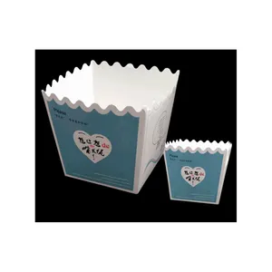 Logo personalizzato di Disegno Stampato Bianco di Cartone Usa E Getta di Carta Popcorn Scatole di Cibo Scatola di Carta