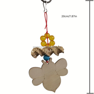 Venta caliente de madera <span class=keywords><strong>trabajadora</strong></span> pequeña abeja y loro juguete colorido ratán tejido cadena pájaro juguete transfronterizo Color aleatorio - Product Image 6