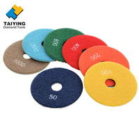 Disques de polissage diamantés humides à 7 étapes de 4 pouces (100 mm) pour granit, marbre, quartz – Disques de finition de pierre professionnels en résine flexible