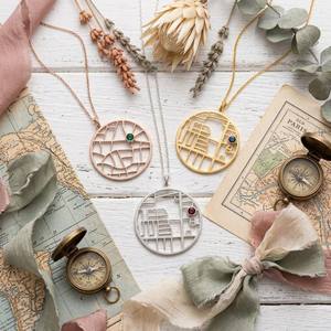 Kalung Peta Kustom, Kalung Peta Kota dengan Batu Kelahiran, Lapisan Emas 18K, Baja Anti Karat, Liontin Mungil, Hadiah Kenang-kenangan - Product Image 4