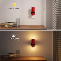 Veilleuse LOHAS moderne avec boîtier rouge en forme de trompette, lumière blanc chaud, intensité réglable, à brancher, pour salle de bain et chambre à coucher