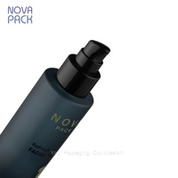 Flacon pompe de 100 ml en verre dépoli pour huile capillaire, flacon pompe cylindrique à épaule plate en verre rond pour sérum avec bouchon noir mat