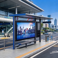 Abri de bus intelligent solaire avec affichage numérique, éclairage LED et construction résistante aux intempéries