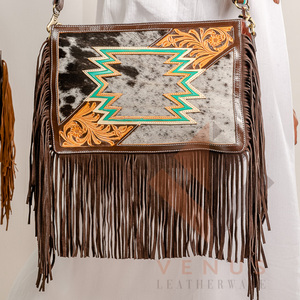 LW Women's Stylish Single Strap Cross Body Bag Genuine Leather Fringe <b>Shoulder</b> <b>Sling</b> for Girls Bohemian Style for Winter Spring - Product Image 4