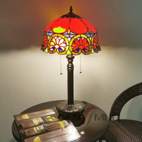 Vente en gros et vente directe de mosaïques en verre coloré, verre teinté, base en bronze et lampe de table rétro européenne