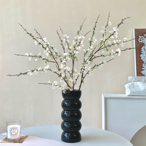 Vase à fleurs artificielles en saule blanc Wabi-sabi, décoration d'intérieur en plastique pour salon et table à manger - Product Image 2