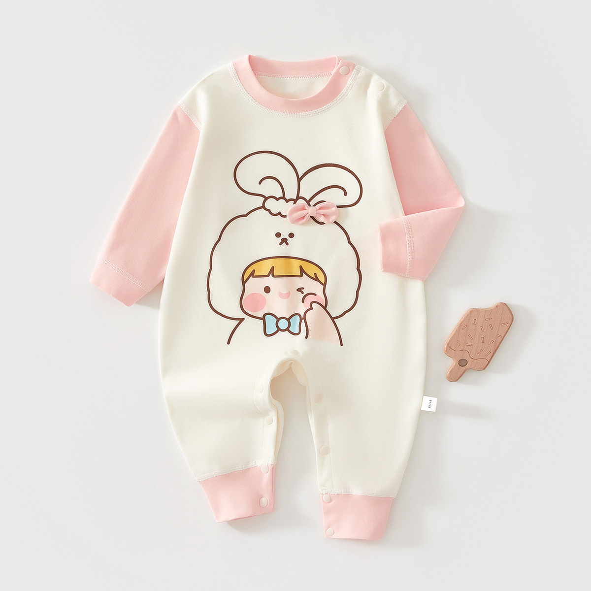 Spring and autumn one-piece pink little girl
