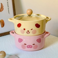 Bol à ramen en céramique minimaliste coréen avec couvercle, compatible micro-ondes, pour dortoirs étudiants, récipient pour nouilles instantanées