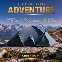 Tente de randonnée tunnel légère et coupe-vent pour 2 personnes, quatre saisons, avec poteaux en aluminium, imperméable 3000, double porte, pour camping en extérieur