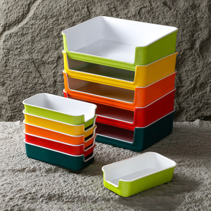 Plateaux rectangulaires en mélamine couleur unie pour service de fondue et barbecue en restaurant - Product Image 2