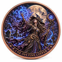 Pièce de monnaie d'imitation 3D en cuivre pur 999 électroplaqué, série Halloween, Sorcière au clair de lune, en relief UV, 1 oz, artisanat métallique