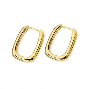 2021 Trending Plain Hoop Earrings High Polish Smooth Geometric Ellipse loop Clip Earrings Classic Anti-allergic Custom Earrings