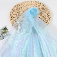 Tissu en mousseline de soie 20D bleu respirant 28 g/m² ultra-fin 100 % polyester pour doublure ou vêtement, tissu en tulle doux comme de la soie