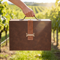 OEM Champagner Rotwein-Box Leder und Papier Geschenkset Weinverpackungsbox für 2 Flaschen Luxus-Box Weinflaschen-Geschenkbox