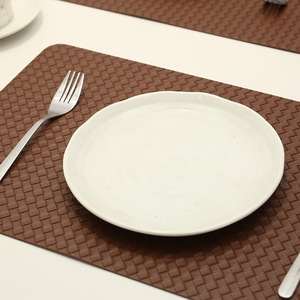 Woven Checkered Double-Sided Leather <b>Placemat</b> Waterproof Oil-Proof Round <b>Table</b> Mat Restaurant Heat Insulating <b>Placemat</b> - Product Image 1