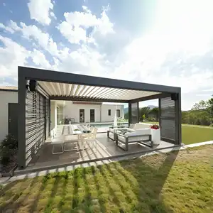 Kustom Pergola Modern halaman teralis anggur Pergola teras tempat berlindung logam Gazebo panggangan