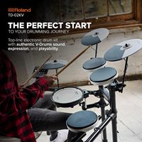 Roland TD-02KV V-Drums Electronic Drum Kit, Noise-Reducing, Mesh-Head Snare, Wide Acoustic-Style Playing Layout, Onboard Coach