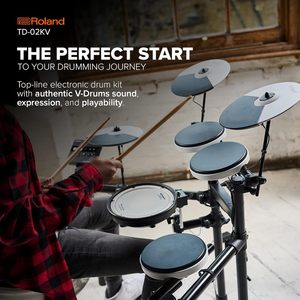 ชุดกลองไฟฟ้า <span class=keywords><strong>Roland</strong></span> <span class=keywords><strong>TD</strong></span>-02KV V-Drums พร้อมระบบลดเสียงรบกวน, กลองสแนร์แบบตาข่าย, รูปแบบการเล่นแบบอะคูสติกที่กว้างขวาง, ระบบฝึกซ้อมในตัว - Product Image 2