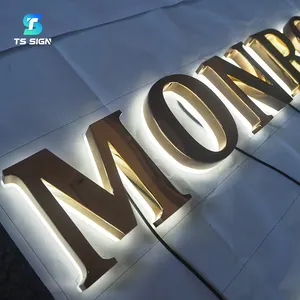 Segno Logo oro 3D segnaletica graziosa alfabeto canale lettera personalizzata parete retroilluminazione Logo segno