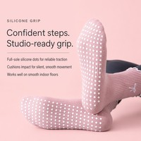 Service OEM – Chaussettes de yoga antidérapantes pour femme, mi-mollet, en mélange de coton, avec nœuds en dentelle, pour Pilates et fitness