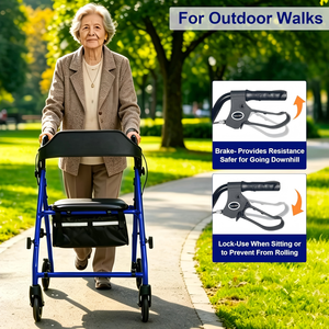 Déambulateurs pour personnes âgées, déambulateur Z21 avec siège, capacité de 350 lb, grandes roues de 8 pouces pour tous les terrains, siège ergonomique en arc - Product Image 3