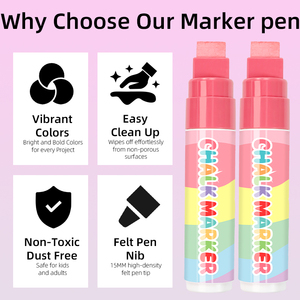 Macaron 8 màu sắc phấn đánh dấu 15mm Jumbo cảm thấy tip bút thủy tinh ướt & khô xóa chất lỏng phấn cửa sổ đánh dấu cho các nghệ sĩ của tất cả các lứa tuổi - Product Image 4