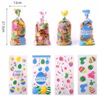 Sac en plastique jetable à motif de lapin de Pâques pour emballer des biscuits et des friandises, décoration de fête festive