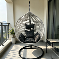 Fauteuil suspendu en osier PE en forme d'œuf, robuste, avec support métallique, pour pelouse, cour et balcon - Vente en gros usine