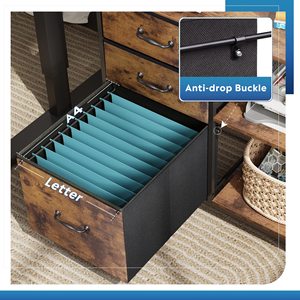 Retro-style movable <b>filing</b> cabinet, simple and multifunctional <b>drawer</b>-style storage cabinet for offices, large capacity - Product Image 4