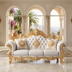 Conjunto de Sofá Tradicional Convertible de 3 Plazas en Madera de Teca Sólida con Espuma, Muebles de Sala Hechos a Mano - Product Image 2