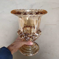 Jarrones de flores de cristal de oro ámbar en estilo de urna romana clásica, Mini jarrón de Pedestal Centros de mesa Urna de cristal Florero Soporte de flores