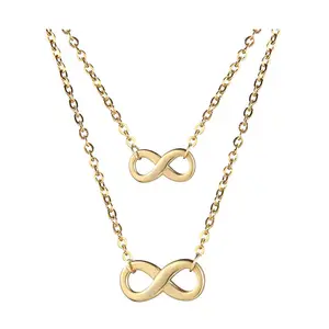 Luxe Infinity Dubbele Acht Rvs Hanger Ketting Charm 8 Woord Titanium Stalen Ketting Sieraden Ketting