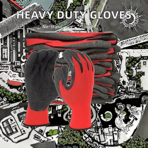 Guantes de trabajo de seguridad para construcción de servicio pesado Guantes de jardín protectores con revestimiento de látex y poliéster con agarre industrial - Product Image 3