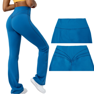 2025 Women's Nude High Waist Yoga Pants <b>Flared</b> 4-Way Stretch Dance <b>Leggings</b> Solid Pattern Spandex/Nylon for Casual Fitness - Product Image 2
