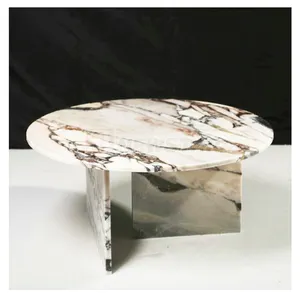 중국 대리석 calacatta 동양 미니멀리스트 사이드 작은 커피 테이블 라운드 거실 라운드 티 테이블 럭셔리