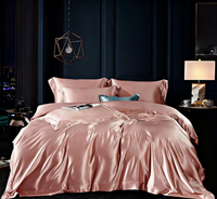 Charme Rose Soie Literie 4 Pièces Ensemble 100% Soie Couture Exquise Artisanat Texture Luxueuse Lustre Soyeux