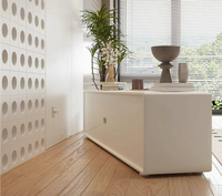 Meuble TV Crème Écologique au Design Simple et Moderne, Minimaliste, sur Pied, en Panneau Artificiel pour Salon et Chambre