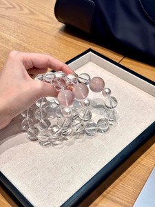 Pulsera de Cuentas de Cuarzo Rosa y Cuarzo Transparente Natural, Pulsera Elástica de Cristal Elegante para Mujer, Joyería para Uso Diario y Fiestas, Regalo - Product Image 1