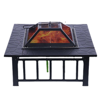 Ensemble barbecue et brasero extérieur 67x67x47cm, table de jardin, foyer, grill, poêle de chauffage, réchaud portable d'extérieur