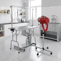 Séchoir pour animaux de compagnie en acier inoxydable LT-1091A/1091C, réglable en hauteur, base à 4 étoiles, support mobile robuste pour séchoir Lantun