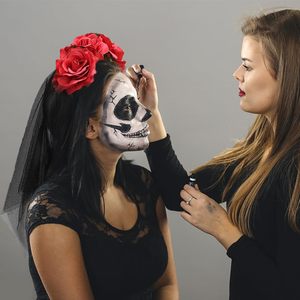 HB426 Fête des Morts Mexicains Rose Fleur Bandeau Halloween Voile Bandeaux pour Femmes Filles - Product Image 6