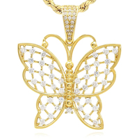Collier pendentif papillon en diamant blanc pour femme, plaqué or 14 carats, laiton, tendance, cadeau