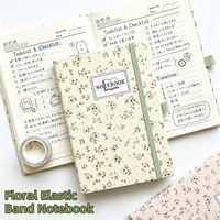 Carnet à couverture rigide avec impression florale personnalisée, avec bande élastique, carnet de notes A5, journal, carnet pour l'école, le bureau, papeterie, cadeau