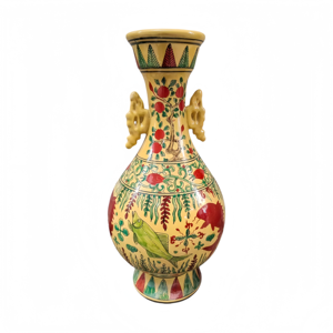 Vase artistique chinois Wucai <span class=keywords><strong>de</strong></span> Jingdezhen avec bouche en forme <span class=keywords><strong>de</strong></span> fleur <span class=keywords><strong>et</strong></span> poignées en forme <span class=keywords><strong>de</strong></span> bête – Décoration d'intérieur orientale audacieuse - Product Image 5