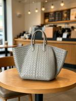 Sac fourre-tout en cuir véritable tressé double face en peau de mouton, style luxe léger, grande capacité pour femme, collection Printemps 2026