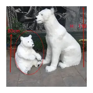 סימולציה תלת מימדית בגודל טבעי פסל דוב קוטב מלאכותי קישוטי חג המולד ציוד פארק אספקת דוגמא חיות מציאותית
